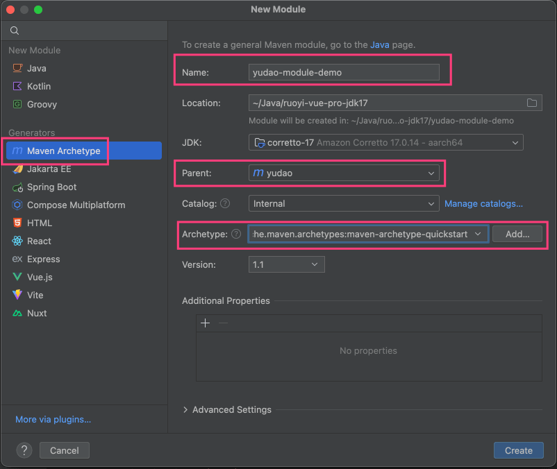 填写 Module 信息